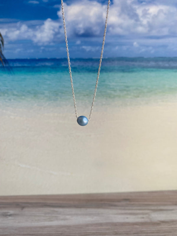 Blue Floating Pearl Necklace