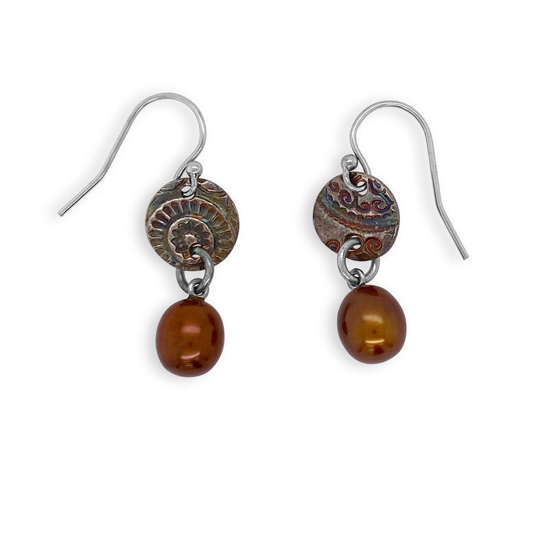 Chocolate Pearl And Fine Silver Drop Earrings