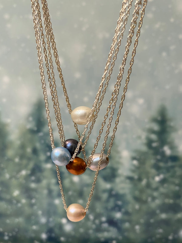 Copper Floating Pearl Necklace