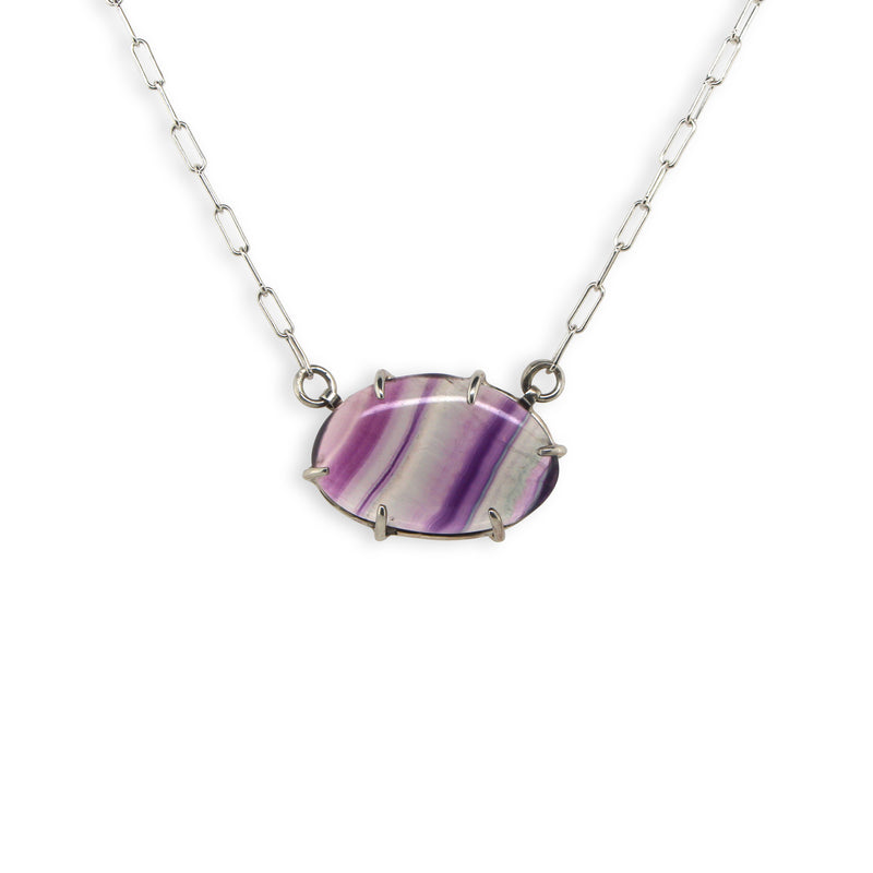 Fluorite Necklace - 18 inch Sterling Silver Chain