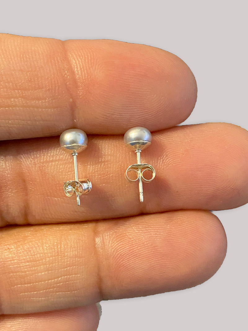 Light Gray Pearl Stud Earrings