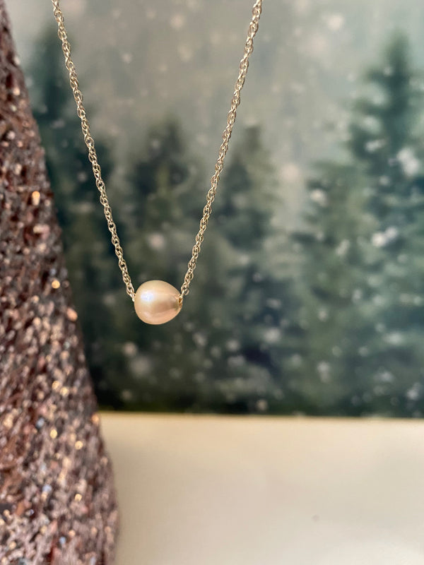 Pink Floating Pearl Necklace