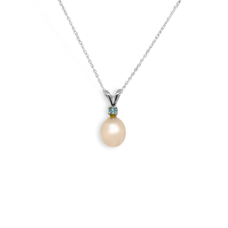 Pearl Pendant With Blue Topaz